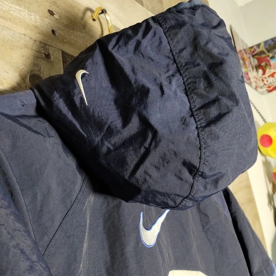 Chaqueta reversible forrada de algodón vintage Nike azul para hombre talla mediana Swoosh central Foto 4 de 4