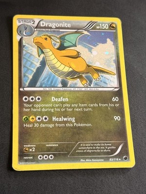 Dragonite 83/116 Plasma Freeze Holo Rare Cosmos Holo Pokémon Card 2013 Swirl EX