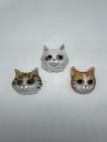 Lot Of 3 Feline 3D Cat Resin Refrigerator Magnets 1A