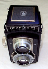 Graflex 22 Twin Lens Camera Century Graftar 85mm f/3.5-SHUTTER FIRES-EX. COND.