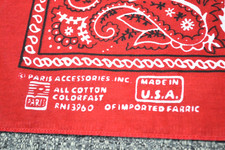 Vintage Red Paisley 20" X 20" USA Bandana Paris Accessories RN 13960