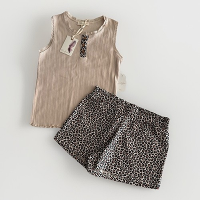 #ad Jessica Simpson Tank Shorts Set Girls XL 12 Leopard Animal Print 2 Pc Outfit NEW $24.95