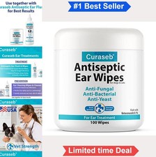 Pet Ear Infection Treatment Wipes for Dogs Cats 100 Count Cleans Soothes Itchy
