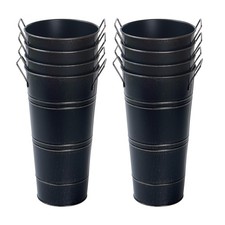 Notakia 10.62 Inch Galvanized Metal Vases 10.62in Medium, Black 8pcs 