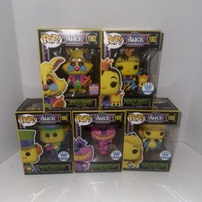 Disney Exclusive Black Light Alice in Wonderland Funko Pop Set 5