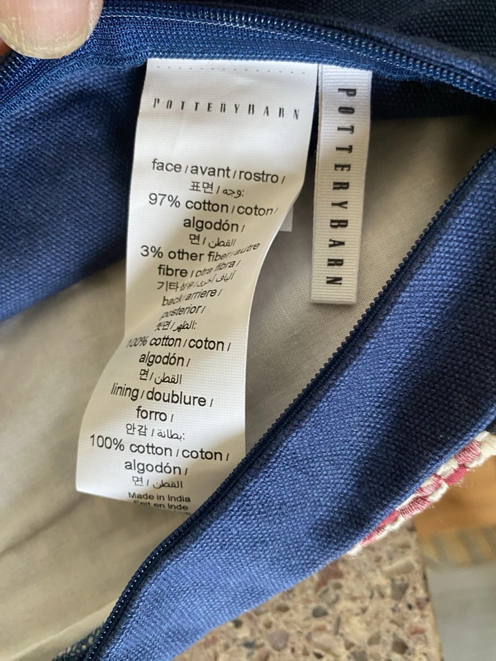 Juego de 2 fundas de almohada cuadradas Pottery Barn estampado de silas a rayas boho nuevas con etiquetas 18" Foto 4 de 4