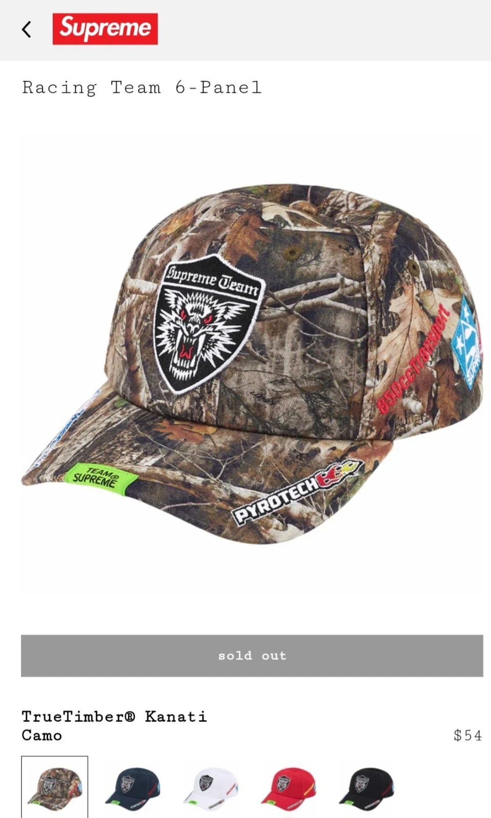 Supreme Racing Team 6 panneaux TrueTimber® Kanati Camo SS25. en main 