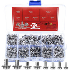 210 Pcs Terminal Block Screws Assortment Kit with Square Washers M3 M3.5 M4 M5
