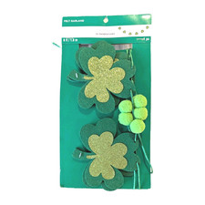 St Patrick's Day Felt Shamrock and Pom Pom Garland 6 ft