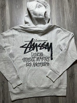 Stussy Dover Street Market Los Angeles Large Full Zip Gray Hoodie Rare Archived