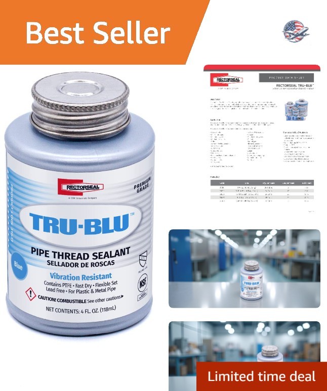 Tru-Blu Fast-Drying Pipe Thread Sealant - Flexible Set & Lead-Free, 1/4 Pint