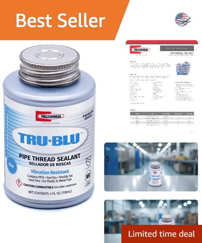 Tru-Blu Fast-Drying Pipe Thread Sealant - Flexible Set & Lead-Free, 1/4 Pint