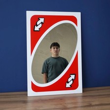 UNO Inspired Acrylic Wall Mirror 38x30in Game Room Bedroom Decor Handmade