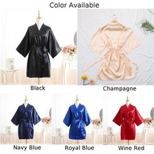 Mens Satin Silk Pajamas Kimono Bathrobe Robe Dressing Gown Sleepwear/Loungewear