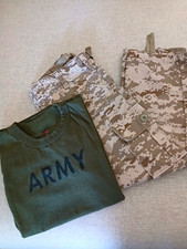 KID'S Military Army Costume Complete Outfit Camo Green/Tan Cotton Blend Sz 8/10