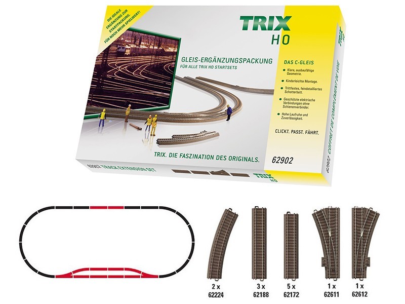 TRIX 62902 coffret extension C2 rail courbe droit aiguillage circuit train HO voie C
