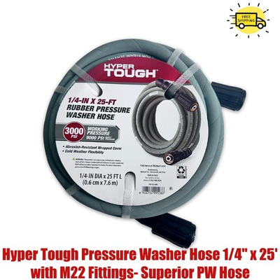 #ad #ad Hyper Tough Pressure Washer Hose 1 4quot; x 25#x27; with M22 Fittings Superior PW Hose $33.19