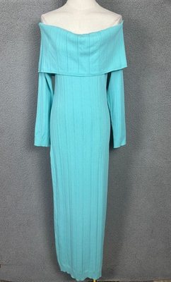 #ad Bar III Women#x27;s Off the Shoulder Sweater Maxi DressAqua Reef Size XL NWT#x27;s. $25.99