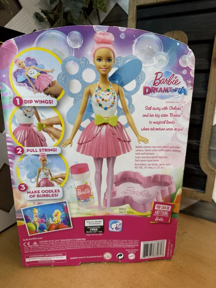 全新 芭比 Dreamtopia Bubbletastic Fairy Mattel 2016 泡泡粉色 罕见 全新 — 第 2/2 张图片