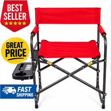 Adult Director Chair with Side Table, Red Folding Camping Chair