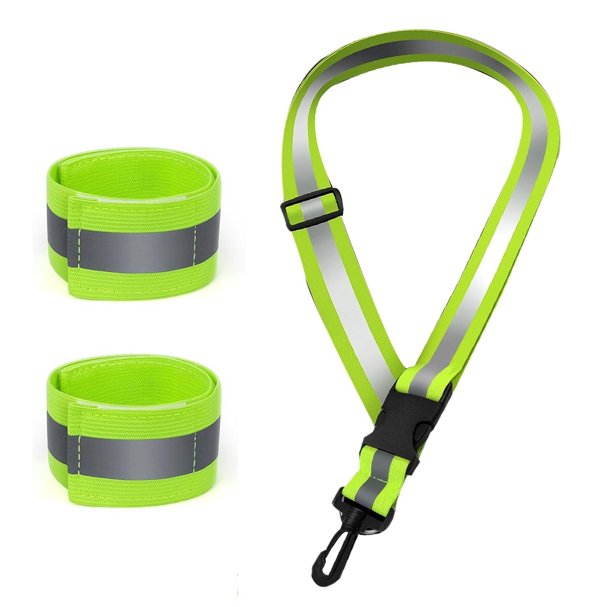 1X(Reflective Sash for Walking  Night Green Nylon with 2 Pcs Reflective1862