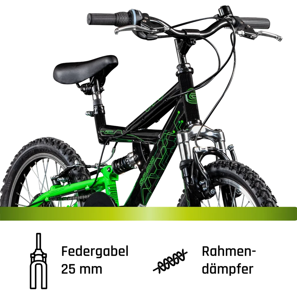 Galano FS180 18" Fahrrad 6 Gang Kinderfahrrad Mountainbike MTB schwarz/grün 28cm - Bild 4 von 4