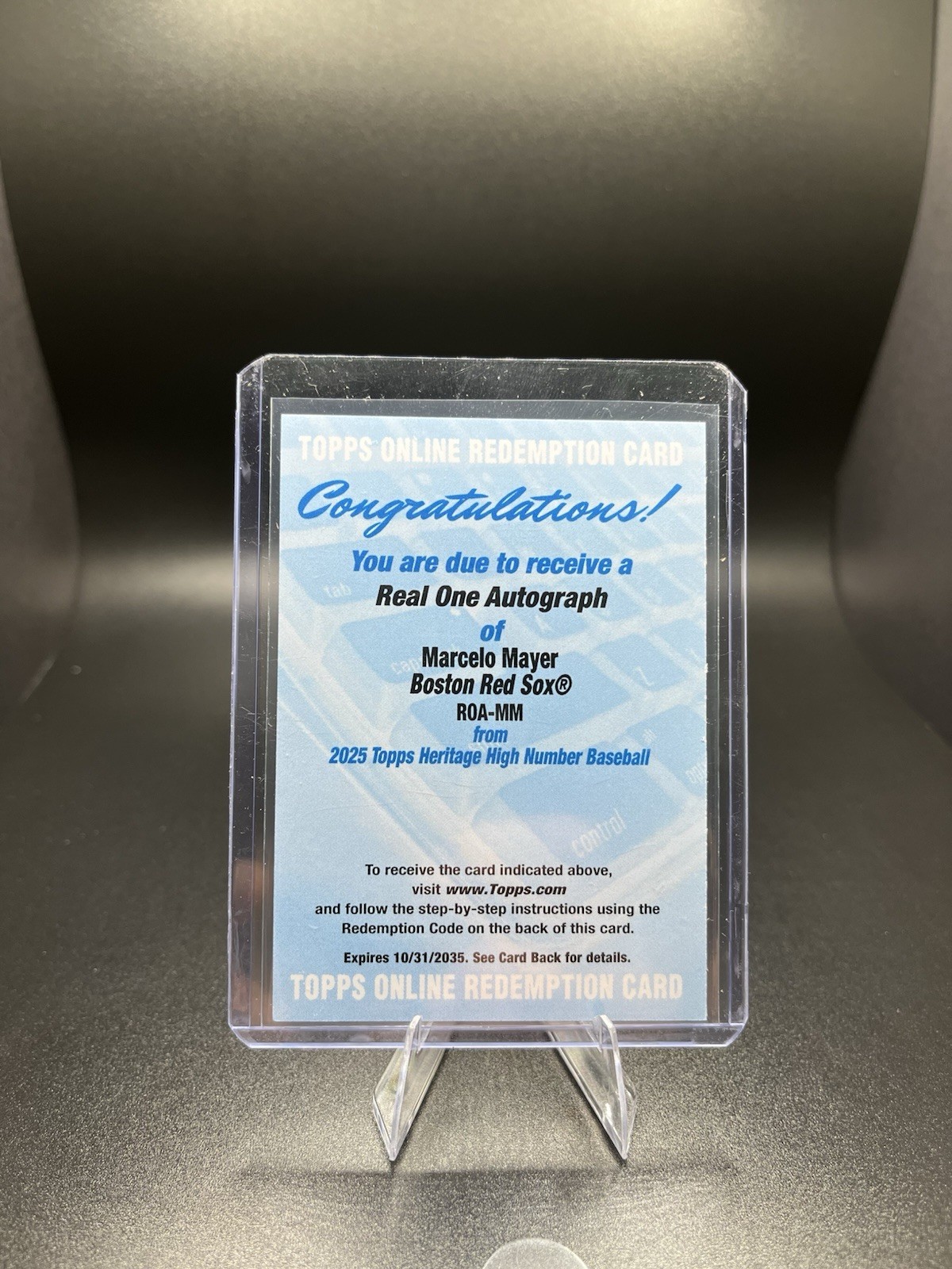 2025 Topps Heritage High Number Marcelo Mayer Real One Auto Redemption Redsox