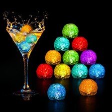 Light Up Ice Cubes, 12/60 Pack Reusable LED Glow Cubes Standard, Multicolor