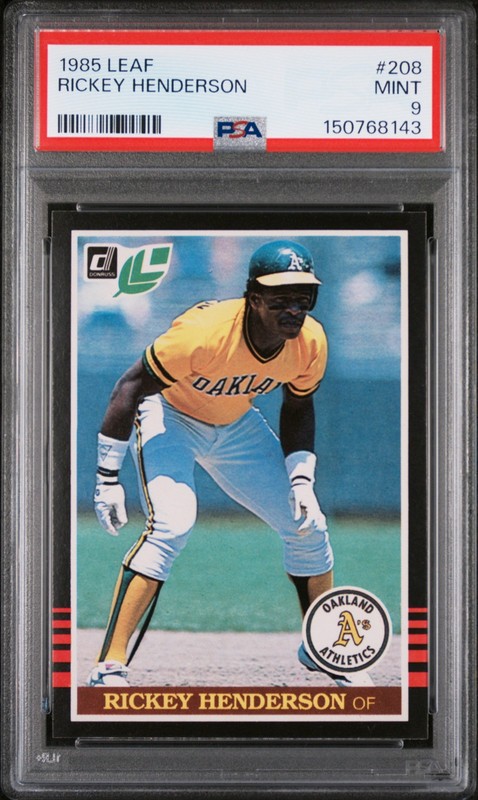 1985 LEAF #208 RICKEY HENDERSON PSA 9