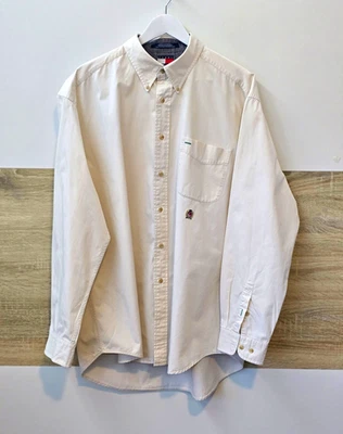Tommy Hilfiger Vintage Button-Down Hemd Creme Gr. XL Wappen - Bild 1 von 4