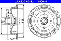 2X Bremstrommel ATE 24.0220-0016.1 FüR B3 Audi 90 81 B2 M14X1,5 80 893 894 8A2