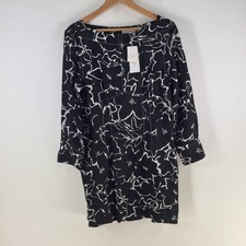 NEW Veronika Maine dress womens 12 pencil black floral long sleeve 123376