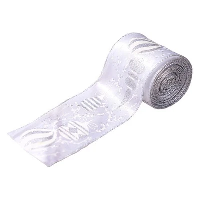 Bricolage Ruban de Noël Argent Or Tissu Fil pour Décorations Arbre de Vacances - Photo 1/4