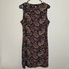 Tommy Hilfiger Sleeveless Paisley Shift Dress Size 8 Sheath Jersey