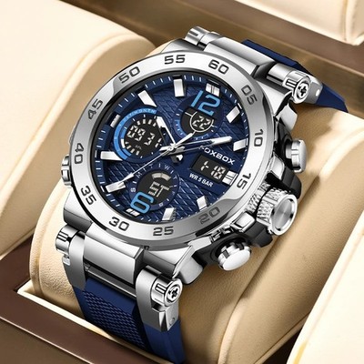 Herren Militär Taucher Sport Armbanduhr Digital Analog Quarz LED Wasserdicht Uhr