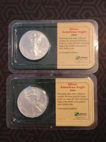 2004 U.S. Mint Eagle Silver Coin 1 oz 0.9995 - Littleton Showpak - Uncirculated