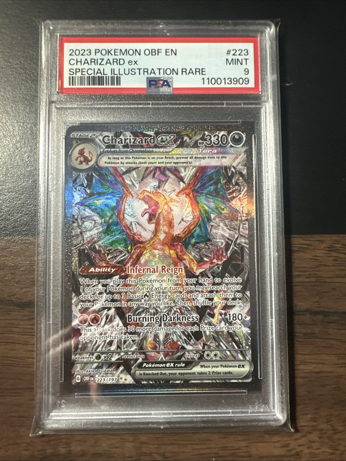 PSA 9 Charizard ex 223/197 Obsidian Flames Holo Sv03 Pokemon 2023