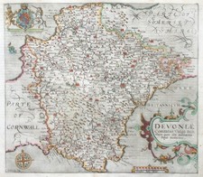 Devonshire  Original early map by William Kip c1607