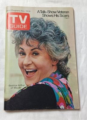 TV GUIDE MAGAZINE NOVEMBER 1972 BEA ARTHUR MAUDE SAN FRANCISCO METRO ED NO LABEL
