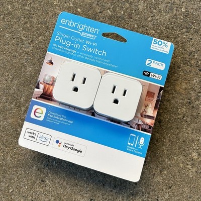 NEW Enbrighten Mini Wi-Fi Smart Plug, 51512, White, 2 Count Pack