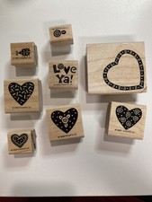 Vintage 1999 Stampin' Up "Love Ya" Rubber Stamps Set of 8