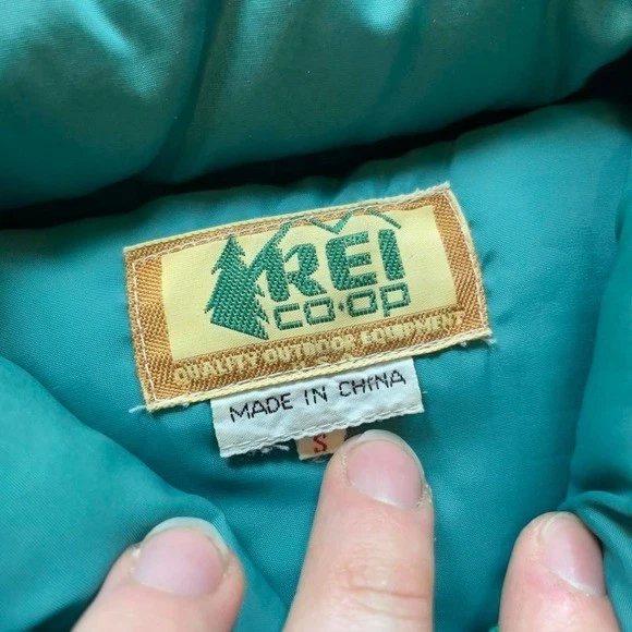 Винтажный 70-х 80-х REI курятник нейлона вниз заполненный панелью два кармана аква пуховик жилет S - Изображение 4 из 4