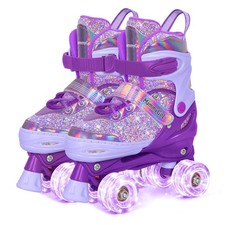 Mammygol Kids Roller Skates for Girls, 4 Sizes Adjustable Glitter Quad Skates...