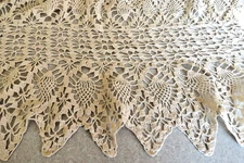 Hand Crocheted Table Runner or Dresser Scarf, 15” x 37”, Ecru/Cream Cotton