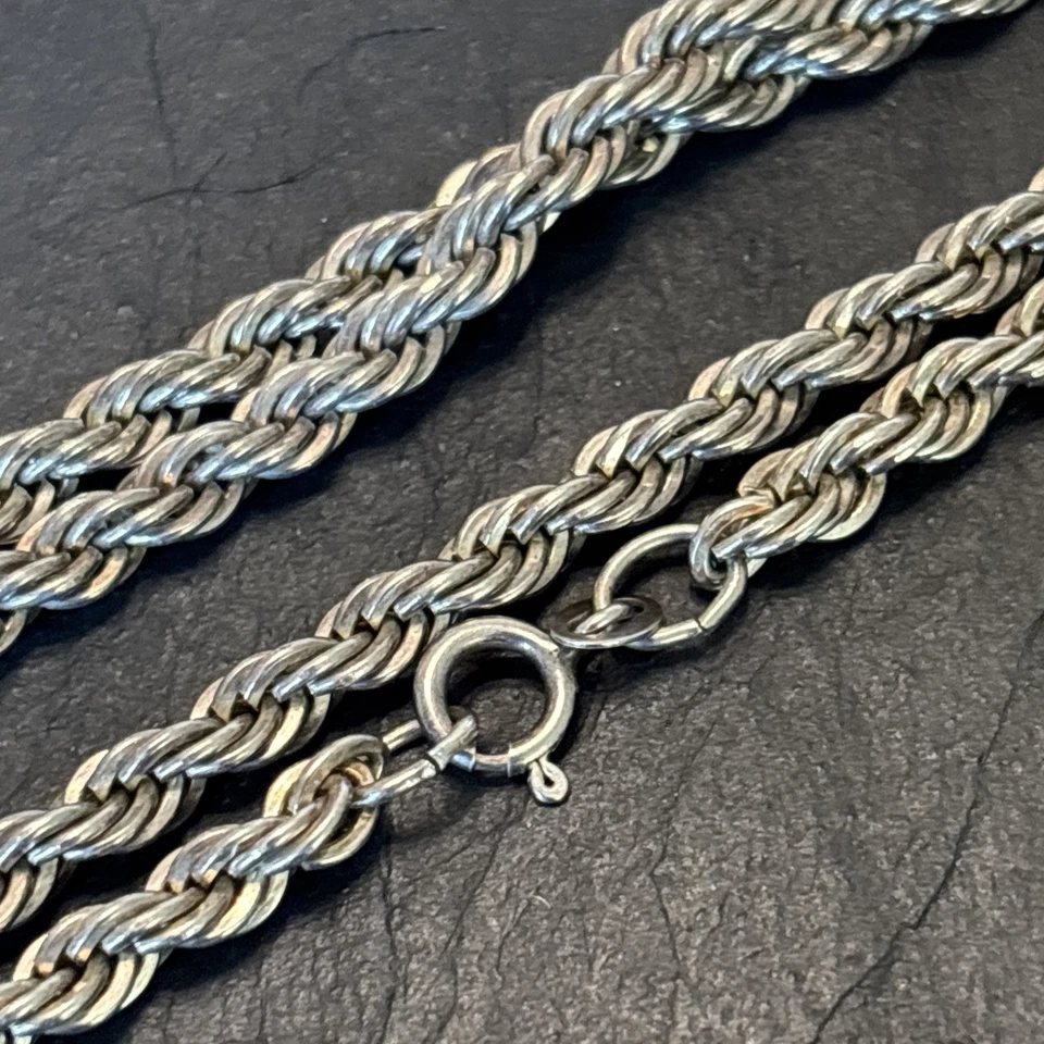 "Collar Danecraft pesado 26 g de plata de ley vintage cadena torcida 23,5"" 1d" Foto 3 de 4