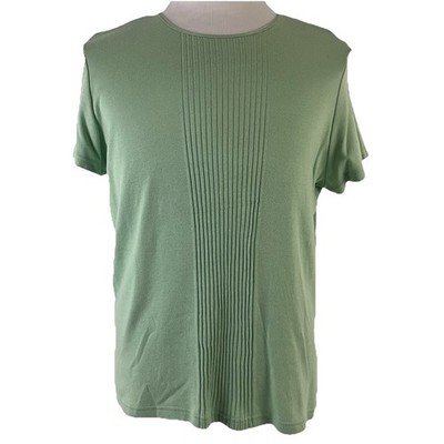 Jaclyn Smith Satin Trim Green Cotton Rayon Short Sleeve XL Top T-shirt 9481