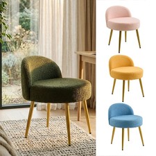 Dressing Table Stool Teddy Fleece Makeup Vanity Seat Chair Metal Legs Pouffe