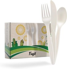 150 Count Compostable Cutlery Set, Disposable Biodegradable Utensils