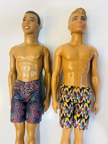 2 Pc Waterplay Ken Dolls Swim Trunks Shorts Beach Lifeguard Mattel 2012 Rare vtg