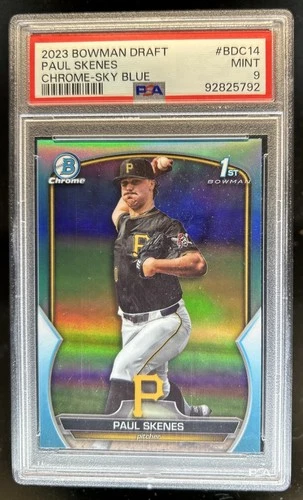 2023 Bowman Draft Paul Skenes Chrome Sky Blue Refractor 1st #BDC-14 PSA 9